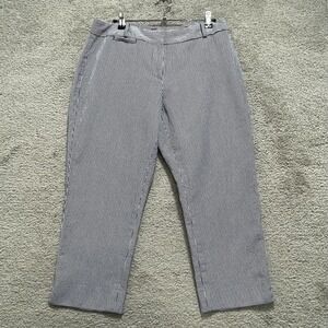 Talbots Pants Women's 8p Blue White Striped Curvy High Waist Crop‎ Wide Leg